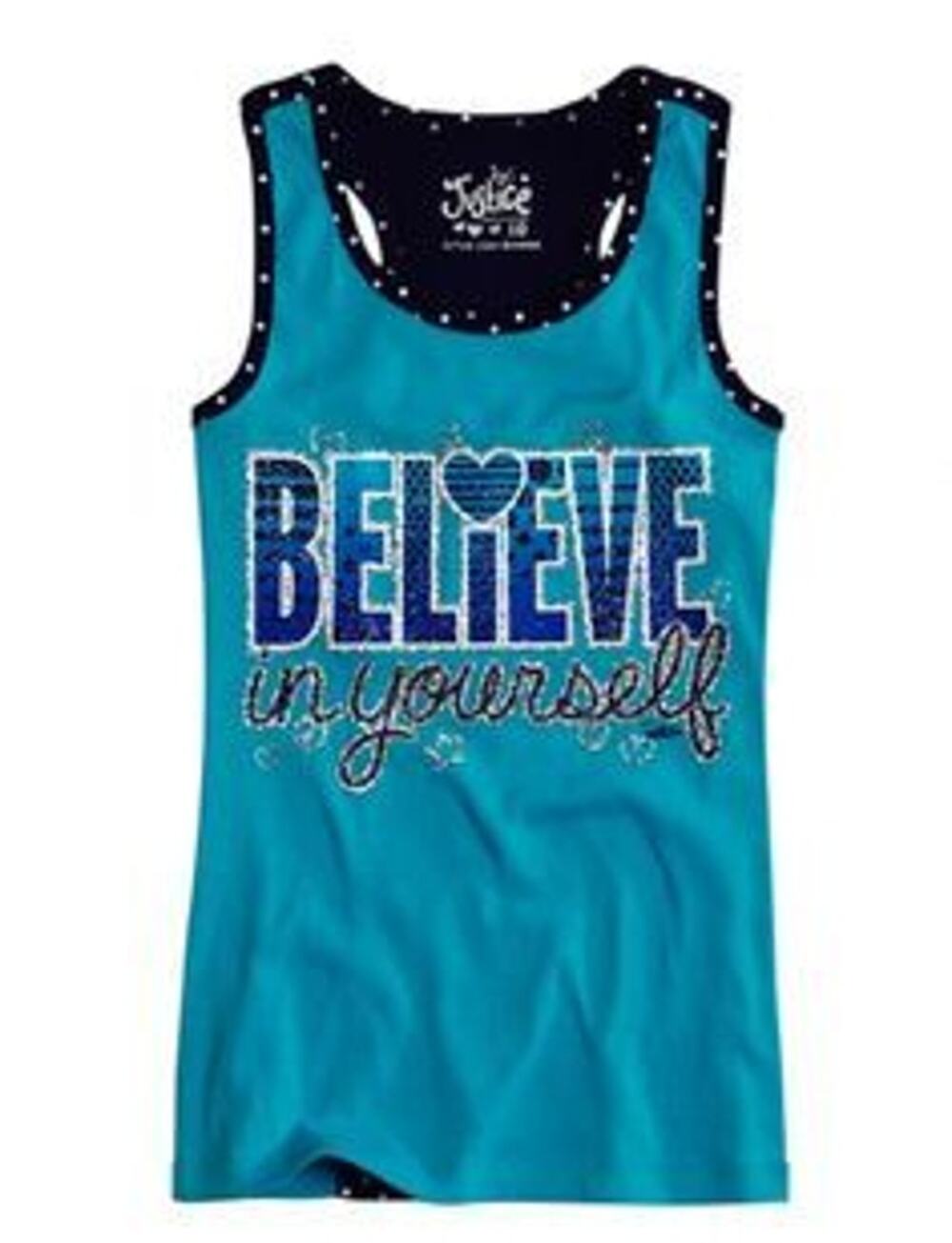 Justice Girls Blue Believe In Yourself Racerback Tank Top Youth Size 7